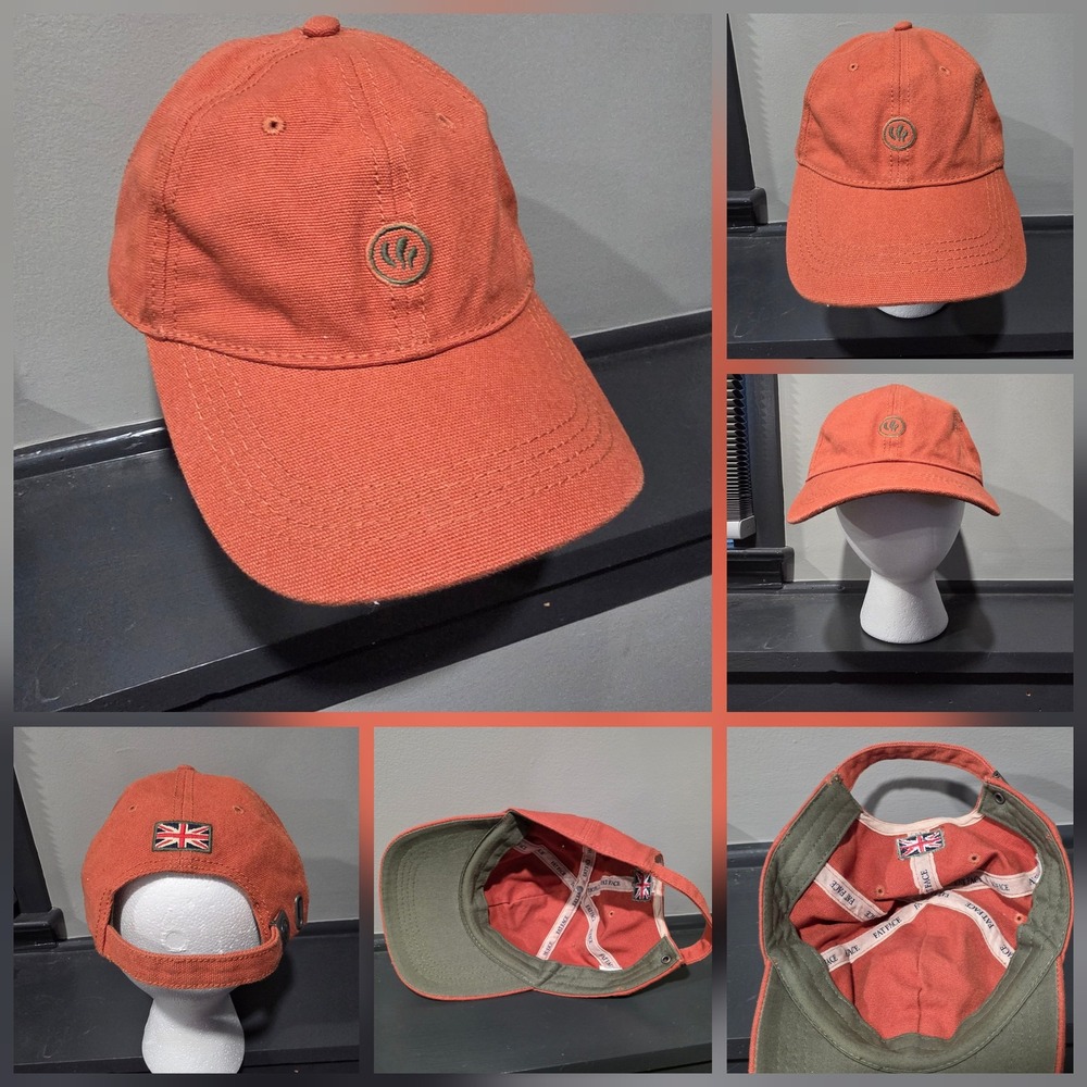 Fat Face Hat Cap Strap Back Mens One Size Orange Canvas Union Jack Flag Logo
